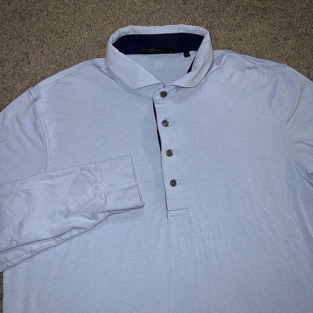 Men's Golf Polo Greyson Omaha Tech Long Sleeve Blue Large